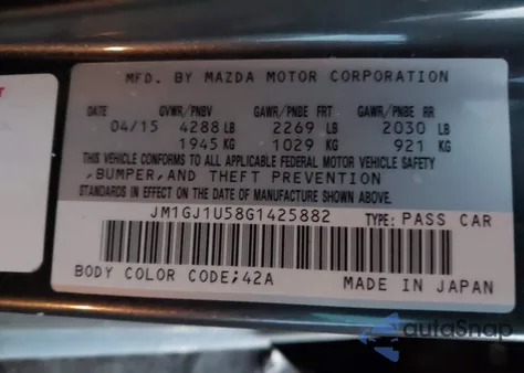 2016 Mazda Mazda6 I Sport from USA, damaged, VIN JM1GJ1U58G1425882